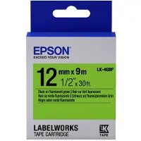 Epson LK-4GBF tape zwart op fluorescerend groen 12mm (origineel)