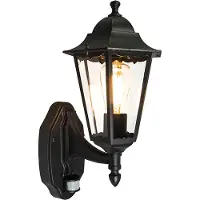 QAZQA Buiten wandlantaarn zwart met bewegingssensor IP44 - New Orleans Up