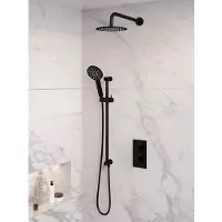 Brauer Black Edition complete inbouw regendouche met 3 standen handdouche, gebogen wandarm, glijstang en hoofddouche 20cm set 45 zwart mat