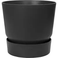 Elho Greenville Rond 30 - Grote Bloempot voor Buiten met Waterreservoir - 100% Gerecycled Plastic - Ø 29.5 x H 27.8 cm - Living black
