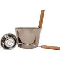 Emendo stalen sauna emmer met handvat van spar + lepel