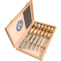 KIRSCHEN Steekbeitelset | 6,10,12,16,20,26 mm | heft van wit beukenhout Ulm vorm | 6-delig | houten kist | 1 stuk - 1101000 - 1101000