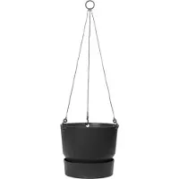 Elho Greenville Hangschaal 24 - Hangpot voor Buiten - 100% Gerecycled Plastic - Ø 23.5 x H 20.5 cm - Living black