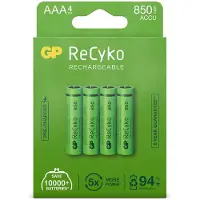 GP ReCyko Oplaadbare AAA / HR03 Ni-Mh Batterijen (4 stuks, 850 mAh)
