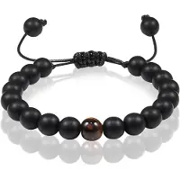Memphis Kralen armband Zwart verstelbaar Matte Agaat Tijgeroog 8mm
