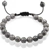 Memphis Verstelbare kralen armband Grijs Natuursteen 8mm