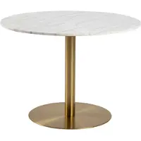 Actona Marble Eettafel Marmer - Ø 105 cm - Wit/Goud