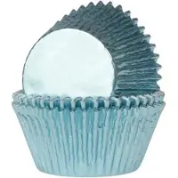 House of Marie Mini Cupcake Vormpjes - Folie Baby Blauw - pk/36 - Baking Cups voor Muffins en Cupcakes