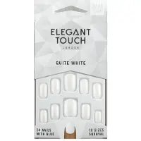 Elegant Touch Polished Colour Nails With Glue Squoval #quite White