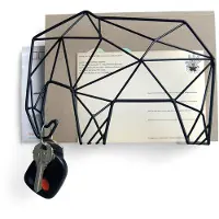 Kikkerland Brievenhouder - Grafische olifant - Zwart - Organiser - Metaal - 25x15x9CM