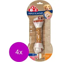8In1 Delights Kauwknook Triple Flavour Kip&Varken&Rund - Hondensnacks - 4 x L
