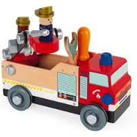 Janod Brico'kids - Brandweerauto - Voor Alle Brandweerfans! - Een Grote Houten Vrachtwagen Van 30 cm - Geschikt Vanaf 3 Jaar