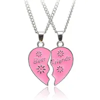 LGT JWLS BFF Ketting LGT Jewels Best Friends Hartje Zilverkleurig Roze