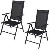 Pro Garden Tuinstoel/ Klapstoel / Vouwstoel/ Campingstoel - Inklapbaar - Zwart - 2 STUKS