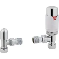 Eastbrook Valve radiator aansluitset haaks met thermostaat chroom/wit