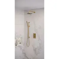 Brauer Gold Edition complete inbouw regendouche met staafhanddouche, gebogen wandarm, glijstang en hoofddouche 20cm set 39 messing geborsteld PVD