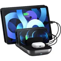 Satechi Dock5 Multi-apparaat 5-poorts Oplaadstation – 2 x USB-C PD max. 2 x 20W – 2 x USB-A max. 2 x 12W – 1 x Qi draadloze lader max. 10W – Grijs - Grijs