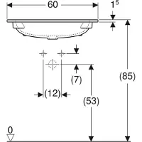 Geberit Icon meubelwastafel 60x48x13cm 1 wasbak 1 kraangat Midden zonder overloopgat Keramiek Wit glans 501.843.00.1