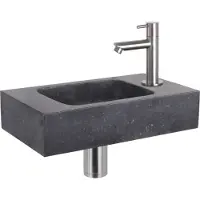 Differnz Force fonteinset natuursteen bombai black met rechte kraan mat chroom