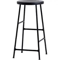 HAY Barstoel Cornet Soft Black Powder Coated Steel Base H65 Oiled Solid Oak Seat