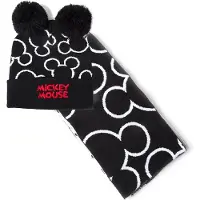 Difuzed Disney Mickey Mouse - Silhouette Muts & Sjaal Set - Zwart/Wit
