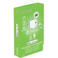Celly Wandoplader USB-A+USB-A naar Lightning-kabel 12W
