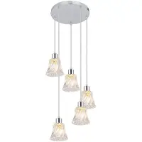 Rabalux Hestia 5305 Hanglamp - Klassiek, 5xE14, Chroom/Transparant