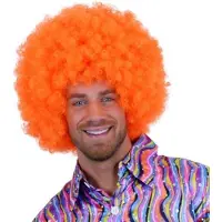 Witbaard Pruik Super Afro Unisex Oranje One-size