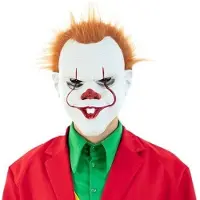 Witbaard Masker duivelse clown (groen, wit, rood en bruin)
