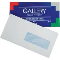 Gallery enveloppen ft 114 x 229 mm, met venster rechts, gegomd, pak van 50 stuks