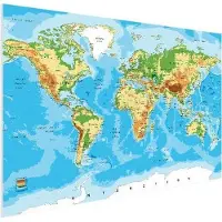 PosterMonkey Muurdecoratie - Wereldkaart - Atlas - Kleuren - Kids - Jongens - Meisjes - 150x100 cm - Poster - Poster Kinderkamer