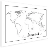 PosterMonkey Muurdecoratie - Wereldkaart - Simpel - Quote - Kinderen - Jongens - Meisjes - 150x100 cm - Poster - Poster Kinderkamer