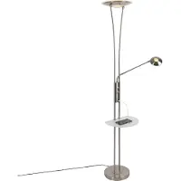 QAZQA Vloerlamp staal met leesarm incl. LED en USB-poort - Sevilla