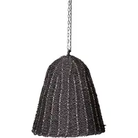 Ptmd collection PTMD Lars zwarte hangende lampenkap van geweven zeegras - 40x40x50