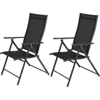 Pro Garden Vouwstoel/ Klapstoel/ Tuinstoel/ Campingstoel - 2 STUKS -59 X 108 cm - Metaal/polyester - Antraciet