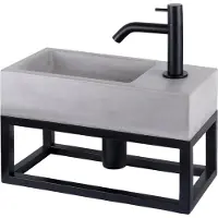 Differnz Jukon fonteinset - 38.5x18.5x9cm - Rechthoek - 1 kraangat - Zwart mat - met zwart frame - Grijs