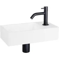 Differnz Solid fonteinset solid surface met gebogen kraan mat zwart