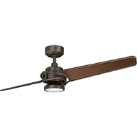Kichler LED plafondventilator Xety Xety, dimbaar, brons / oud-messing, Woon-/ Eetkamer, Kunststof