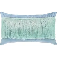Riverdale | Kussen Fringe textiel blauw 30x50x15 cm sierkussens | NADUVI