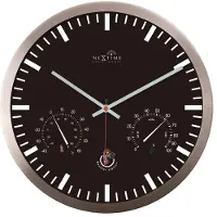Nextime - 90513ZW - Wandklok met weerstation - 25cm - zilver - radio