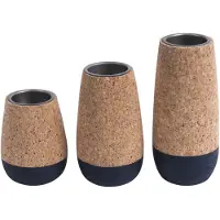Present Time Theelicht set Cone - Kurk, Blauw - 7x9cm & 7x12cm & 7x15cm