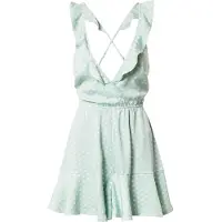 NA-KD Back Tie Flounce Detail Jumpsuit - V-halslijn - Blauw met stippen