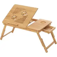 Mazazu MIRA Laptopdesk - Inklapbaar - Smal - Kantoor - Bamboe - Bruin - 55 x 35 x 29 cm