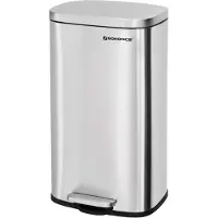 Mira Home Prullenbak – Vuilnisbak – Modern – Roestvrij Staal – Silver - 35x30x63,5