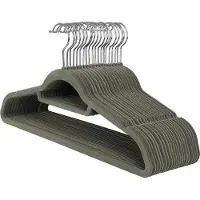 Mazazu MIRA Home Kledinghangers - Set van 20 - Ruimtebesparend - Antislip - Plastic/Metaal - Grijs - 45x0.6x23.5