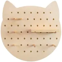 Furniteam Pegboard Cat | hout naturel 30x10x30x10 cm wandplanken en -haken | NADUVI