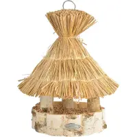 Esschert Design Voederhuis - Werk - Rieten dak - Wilde vogel - Natuurlijk - Beige