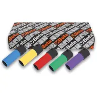 Beta 5-delig set slagdoppen voor wielmoeren, met gekleurde polymeer beschermhulzen 720LC/S5 - 007200645