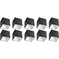 BES LED Opbouwspot 10 Pack - Pragmi Cliron Pro - GU10 Fitting - Opbouw Vierkant - Mat Zwart/Wit - Aluminium - Verdiept - Ø90mm