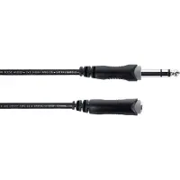 Cordial 14824 Jackplug Audio Aansluitkabel [1x Jackplug male 6,3 mm (stereo) - 1x Jackplug female 6,3 mm (stereo)] 3 m Zwart PVC-mantel, Verdraaid